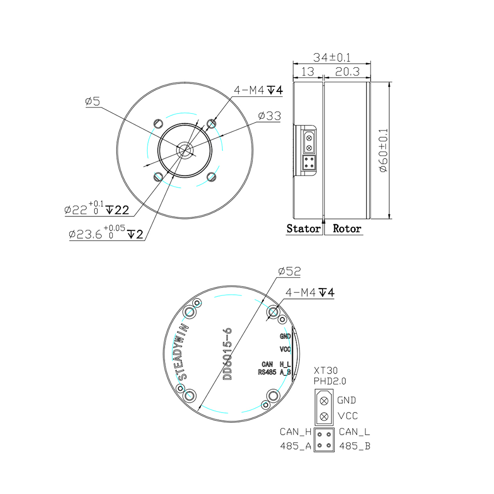 Direct Drive Servo Motor Robotics - DD6015 직구동 서보 모터 - 짐벌,